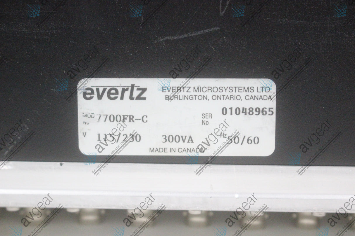 Evertz 7700FR-C Multiframe w/ (7) 7707AR-8U AES Audio Fiber Receiver (FOR PARTS)