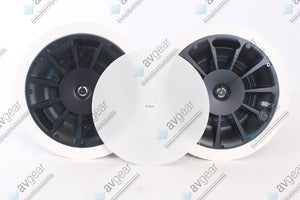 QSC AD-C6T 6.5" Two-Way Ceiling Speaker (PAIR - Missing One Grill Cover) w/ Mounting Hardware in Original Box