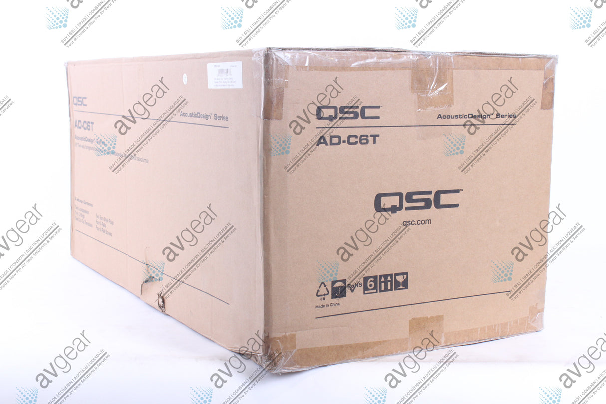 QSC AD-C6T 6.5" Two-Way Ceiling Speaker (PAIR - Missing One Grill Cover) w/ Mounting Hardware in Original Box