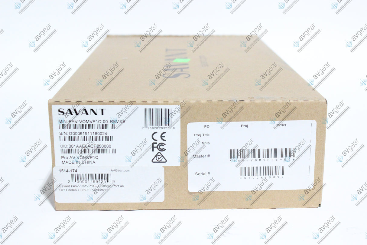 Savant PAV-VOMVP1C-00 Single Port 4K UHD Video Output IP Receiver (NEW) (1514-174)