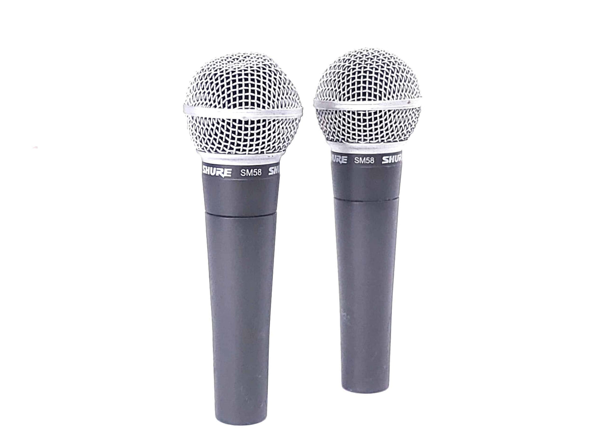 (2) Shure SM58 Dynamic Wired Microphones w/ 3-Pin Male XLR Connections