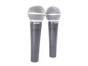 (2) Shure SM58 Dynamic Wired Microphones w/ 3-Pin Male XLR Connections