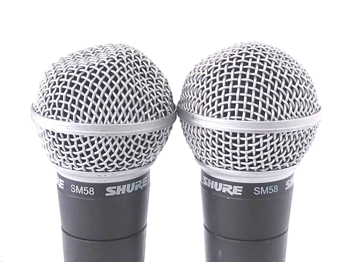 (2) Shure SM58 Dynamic Wired Microphones w/ 3-Pin Male XLR Connections