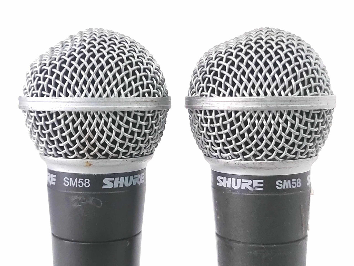 (2) Shure SM58 Dynamic Wired Microphones w/ 3-Pin Male XLR Connections