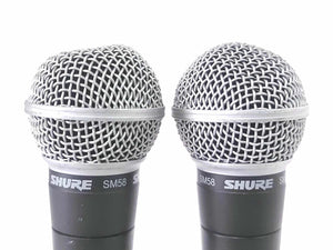 (2) Shure SM58 Dynamic Wired Microphones w/ 3-Pin Male XLR Connections