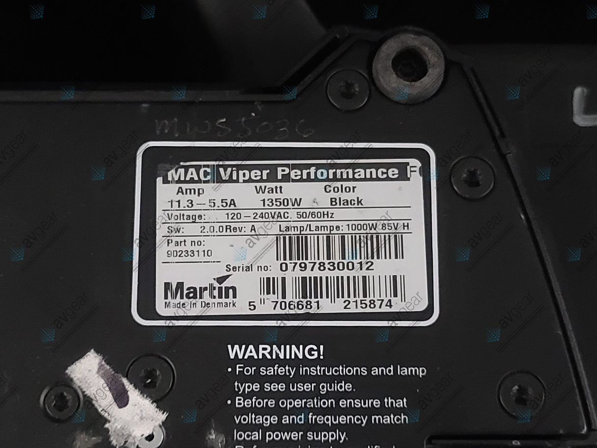 (2) Martin MAC Viper Performance Fixtures (3576 & 4173 Total Lamp Hours)