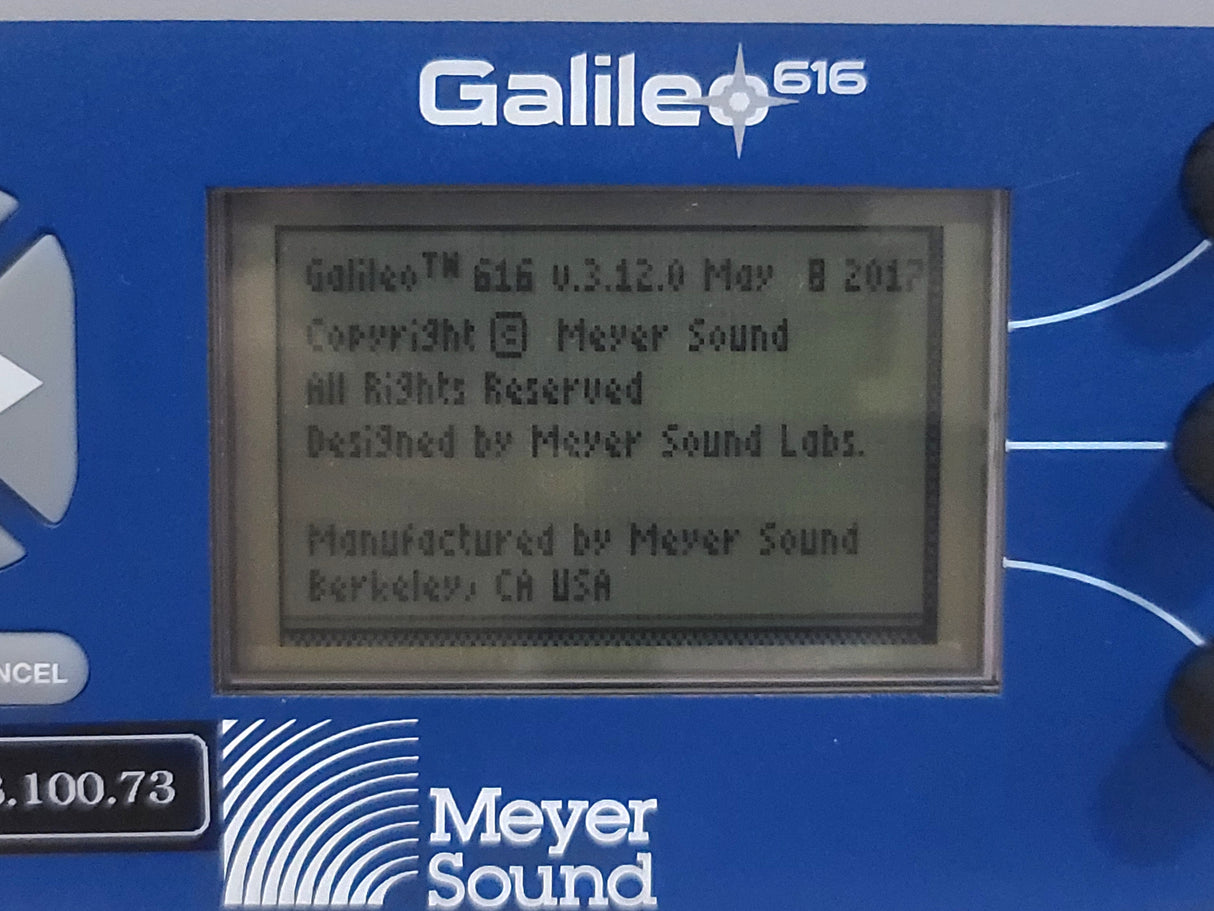 Meyer Sound Galileo 616 Loudspeaker Management System (v.3.12.0) (NO BACKLIGHT)