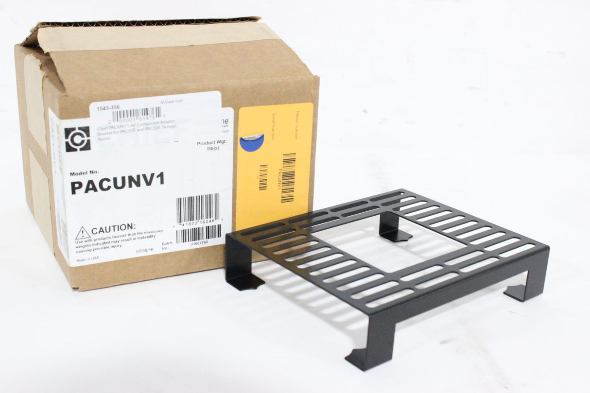 Chief PACUNV1 AV Component Adapter Bracket for PAC525 and PAC526 Storage Boxes - 1|Chief PACUNV1 AV Component Adapter Bracket for PAC525 and PAC526 Storage Boxes - 2|Chief PACUNV1 AV Component Adapter Bracket for PAC525 and PAC526 Storage Boxes - 3