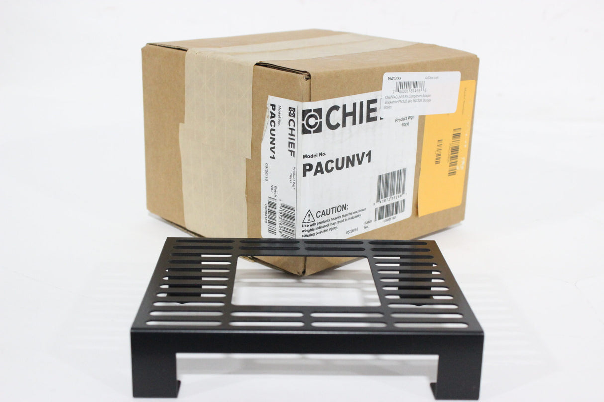 Chief PACUNV1 AV Component Adapter Bracket for PAC525 and PAC526 Storage Boxes - 1|Chief PACUNV1 AV Component Adapter Bracket for PAC525 and PAC526 Storage Boxes - 2|Chief PACUNV1 AV Component Adapter Bracket for PAC525 and PAC526 Storage Boxes - 3