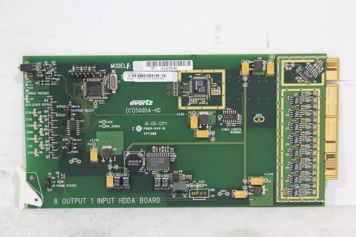 Evertz 500DA-HD Reclocking Distribution Amplifier wo Backplane - 1|Evertz 500DA-HD Reclocking Distribution Amplifier wo Backplane - 2