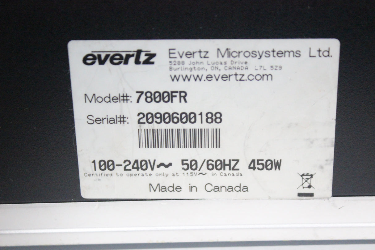 Evertz 7800FR Rack Mountable Multi-frame (1371-73-3)