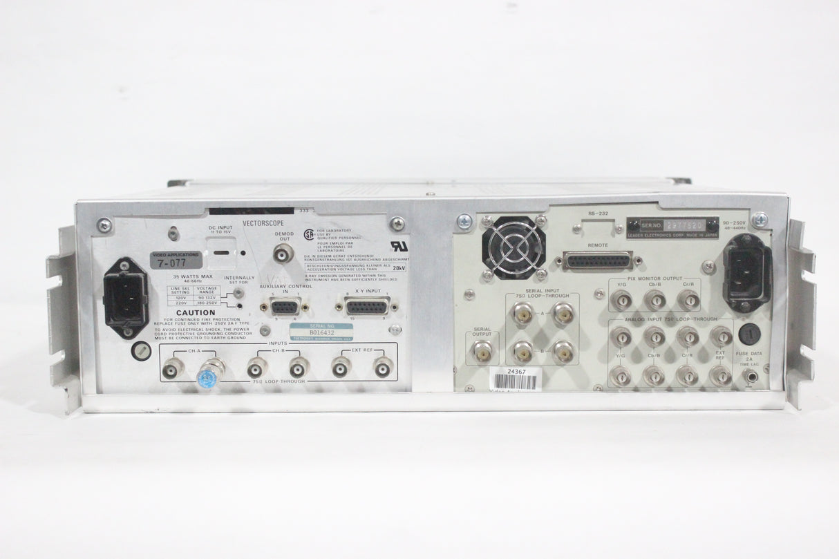 LEADER LV 5100D Multiformat Waveform Monitor/Tektronix 1720 Vector Scope in (Same) Racking unit