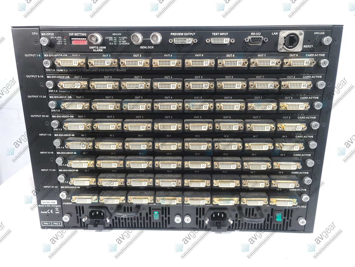 Lightware MX-FR33R 33x33 Crosspoint MX Modular Digital Router w/ (4) MX-DVI-HDCP-OB DVI Matrix Output Boards, (4) MX-DVII-HDCP-IB DVI-I Input Boards