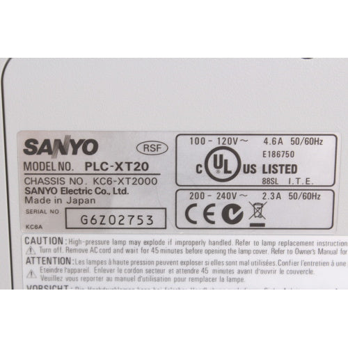 Sanyo PLC-XT20 XGA Projector