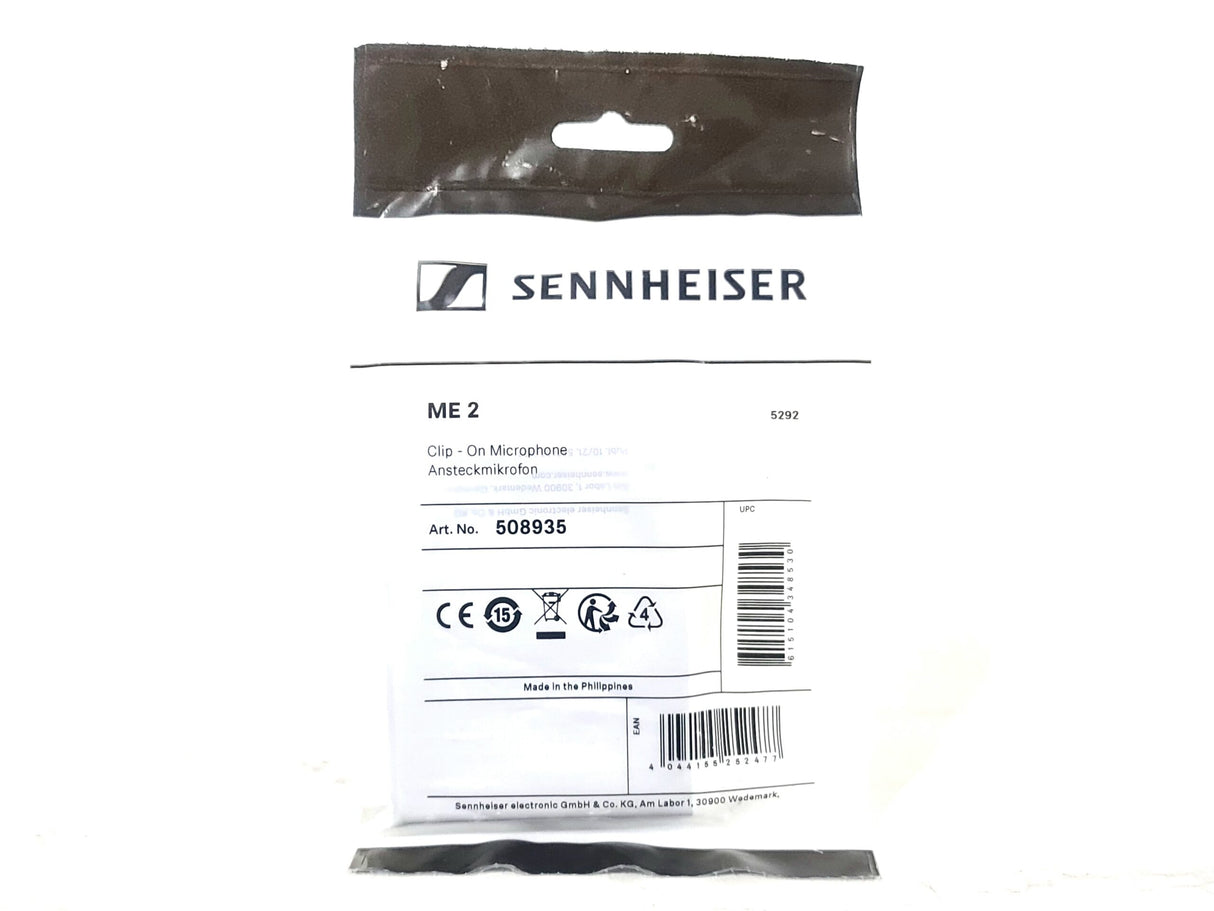 Sennheiser ME2 Small Omni-Directional Clip-On Lavalier Microphone (NEW)