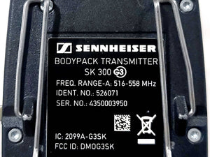 Sennheiser SK 300 G3 Bodypack Transmitter (A: 516 - 558 MHz) w/ Lavalier Mic