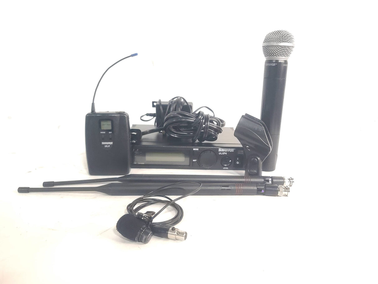 Shure ULX G3 Wireless Kit (G3: 470 - 506 MHz) w/ (1) ULXP4 Receiver, (1) ULX2-G3 Microphone Transmitter, (1) ULX1-G3 Bodypack Receiver, (2) UA820G Antennas, (1) Mic Clip, (1) Lavalier Mic, & (1) PSU in Hard Carry Case