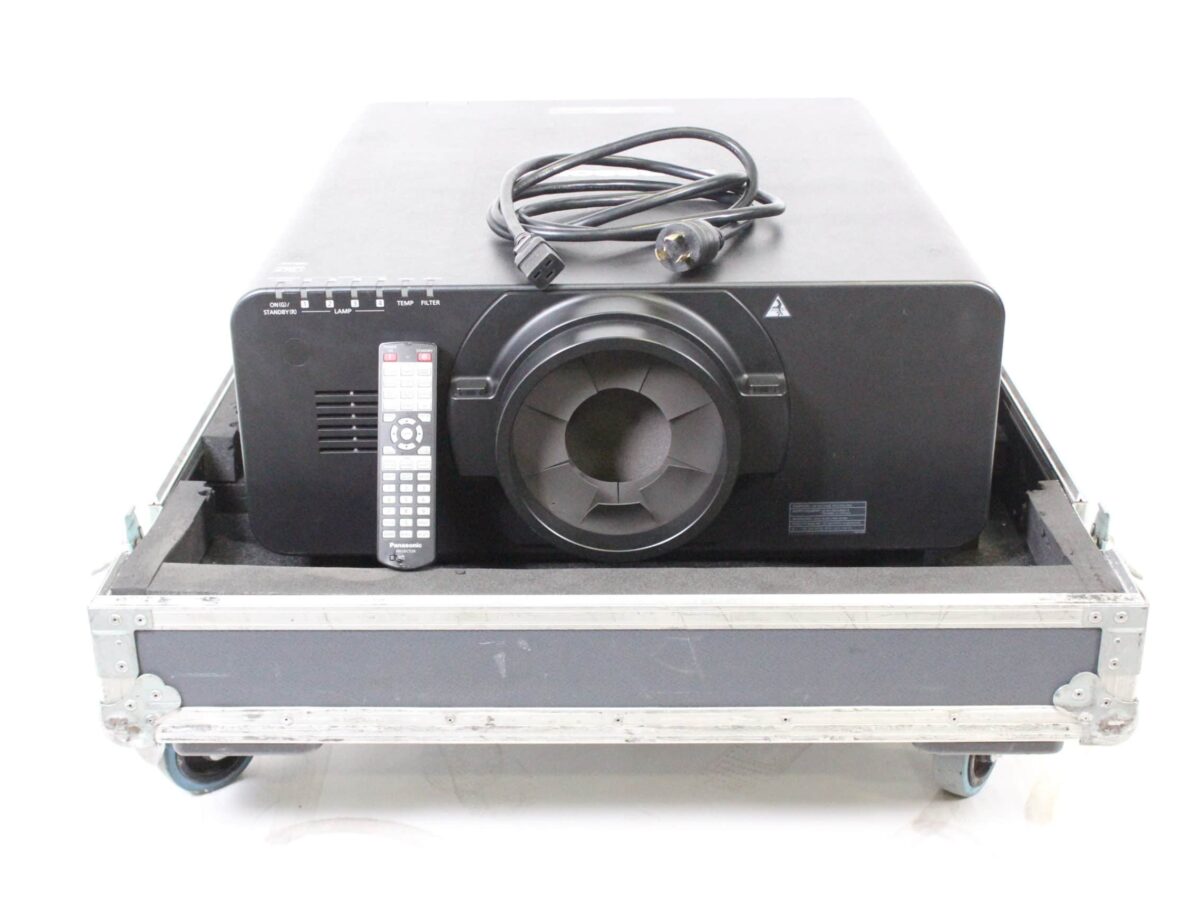 Panasonic PT-DZ21K 20K Lumens 3-Chip DLP Projector w/ Wheeled Road Case -  5331 Op. Hours [No Lens]