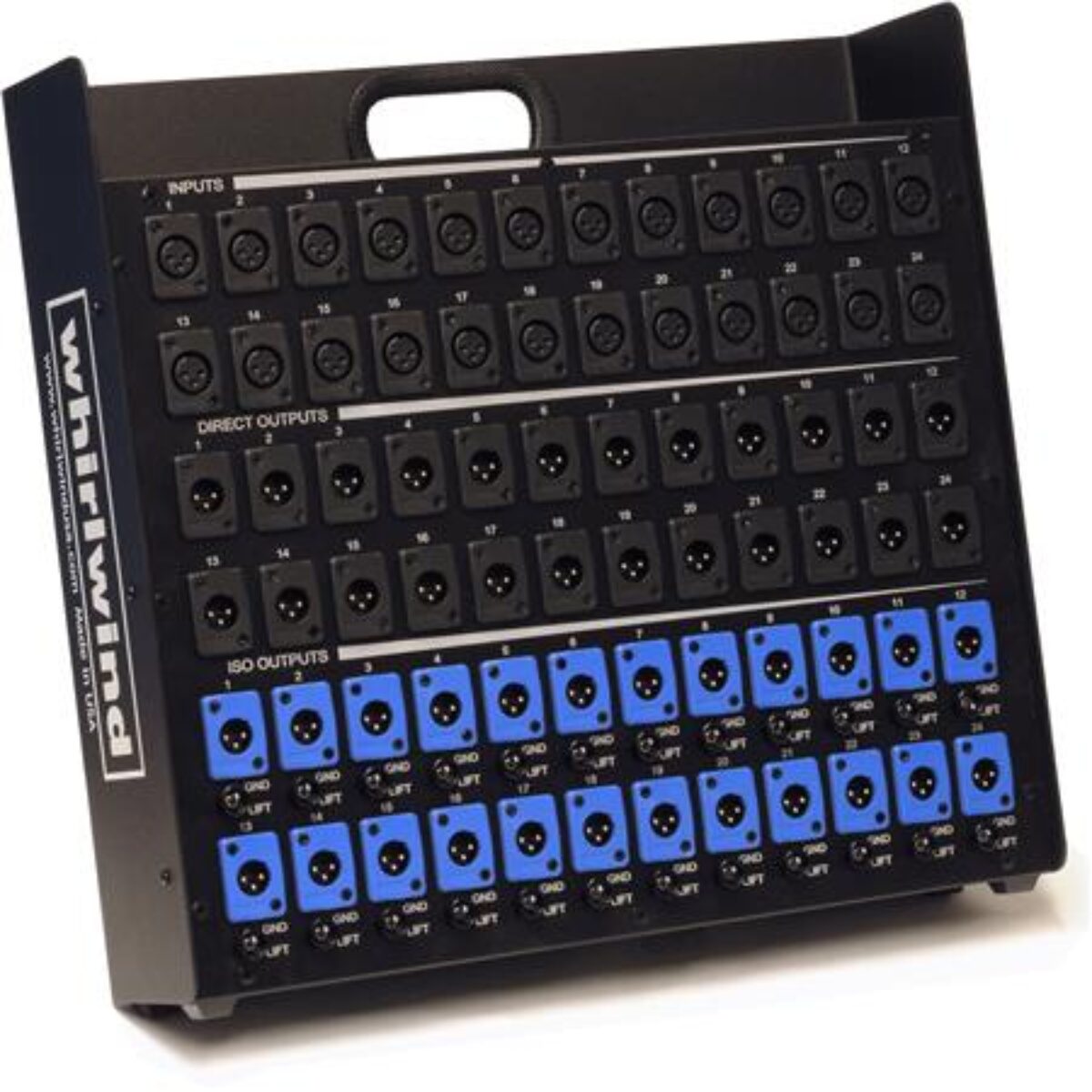 Whirlwind Splitter - Stage Box, 16 XLRF [inputs], 16 XLRM [parallel  output], 16 XLRM [parallel output w/ ground lifts] SB16P1G · AVGear