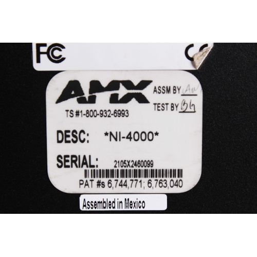 AMX NI-4000 Netlinx Integrated Controller label