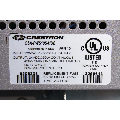 Crestron CSA-PWS10S-HUB-CAEN-1X1 10-Motor Power Supply and Cresnet® Hub lable1