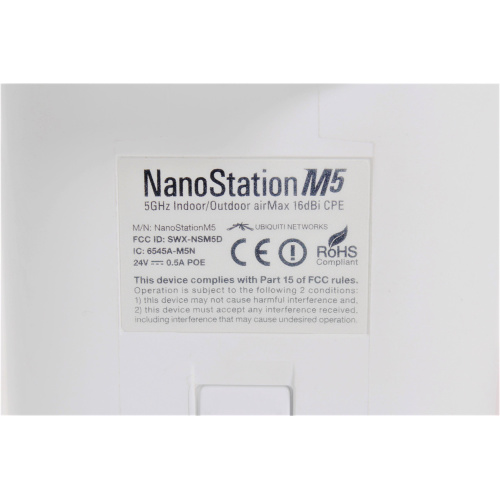 Ubiquiti Networks NSM5 NanoStation5 Broadband Outdoor Wireless CPE Router w/ PoE (different logo) (used in box) label