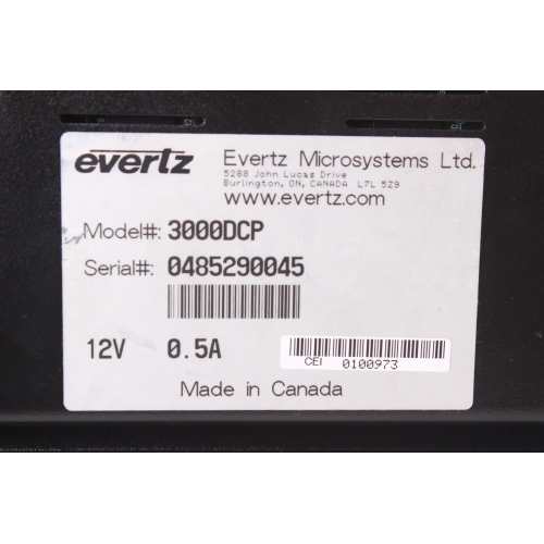 Evertz 3000DCP MVP Desktop Remote Control Panel Unit label