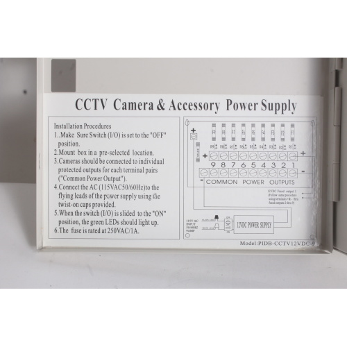 Camera Power Supply Distribution Box label