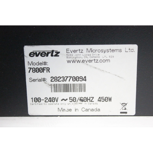 Evertz 7800FR Rack Mountable Multi-frame