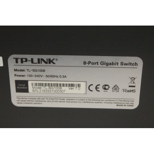 TP-LINK TL-SG1008 8-Port Gigabit Switch Tag