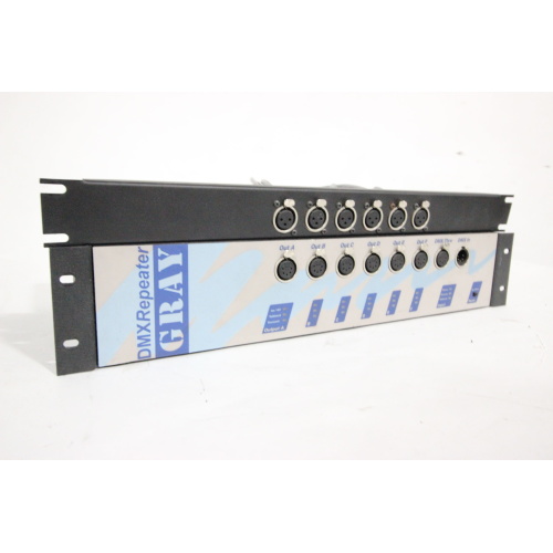 Pathway Connect 8865-2 Gray Interfaces DMX Repeater - (6) 5-Pin Outputs w/ (6) 3-Pin Output Patch Panel cover