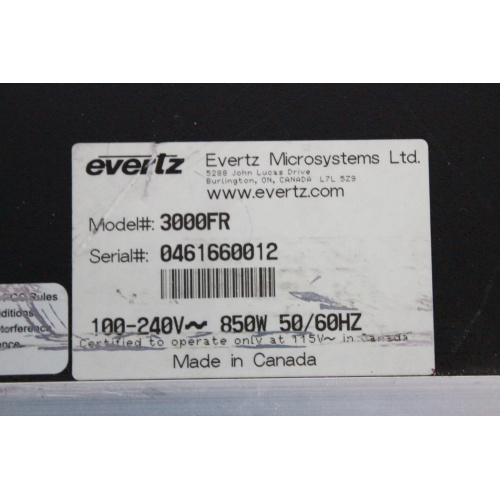 Evertz 3000FR Multi-Image Processor Frame - 8