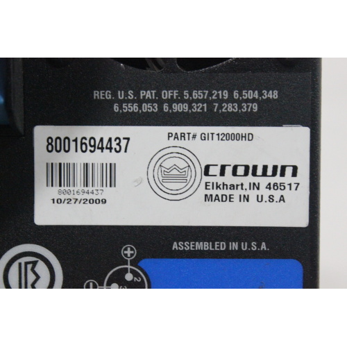 Crown I-Tech 12000 HD Series 2-Channel 4500W@4ohms Power Amplifier (C1582-5)