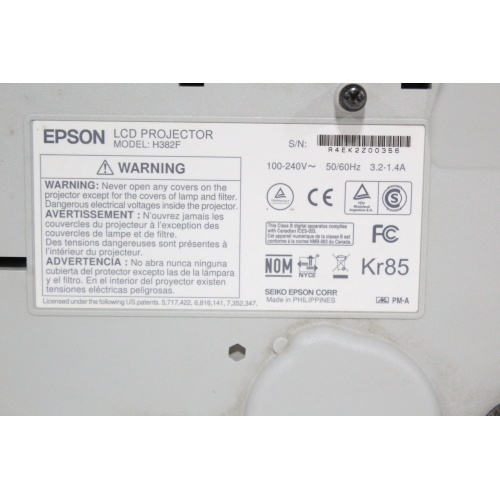 Epson H382F PowerLite 93+ XGA 3LCD Projector 2600 Lumens - 6