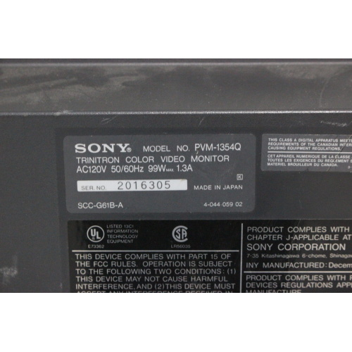 Sony PVM-1354Q Trinitron Color Video Monitor