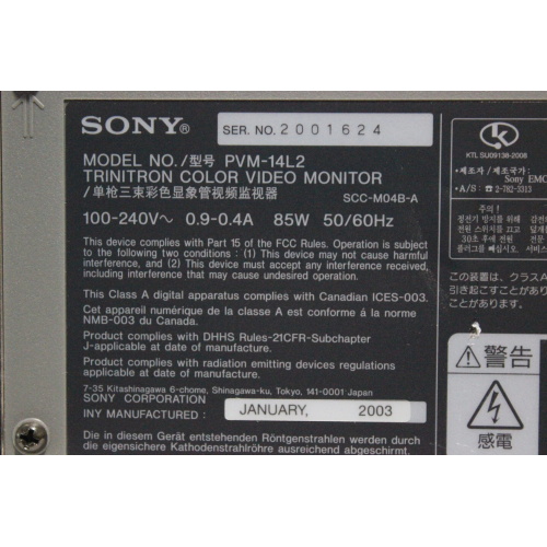 Sony PVM-14L2 Trinitron Color Video Monitor