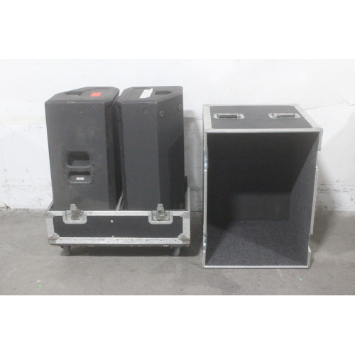 (2) JBL STX815M 15" Two-Way Bass-Reflex Passive Stage Monitors (FOR PARTS) w/ Wheeled Hard Case