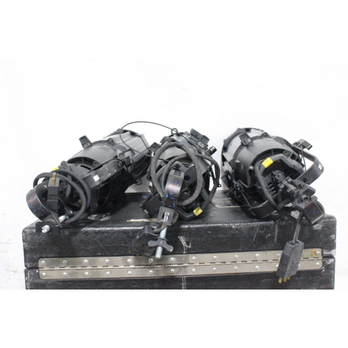 3 ETC Source Four 750W Ellipsoidal Lights w 15-30 Degree Lenses and Stage Pin Connectors in Wheeled Hard Case Holds 6 Lights - 4