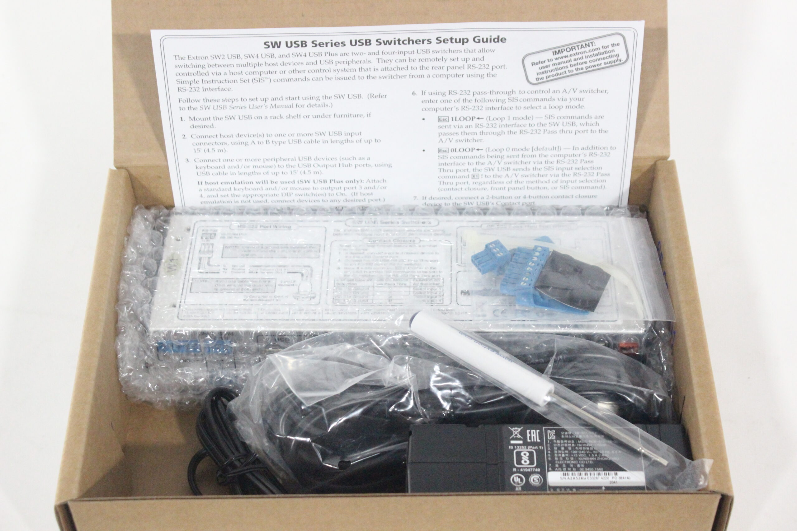 Extron SW4 4-Port USB Switcher in Original Box · AVGear