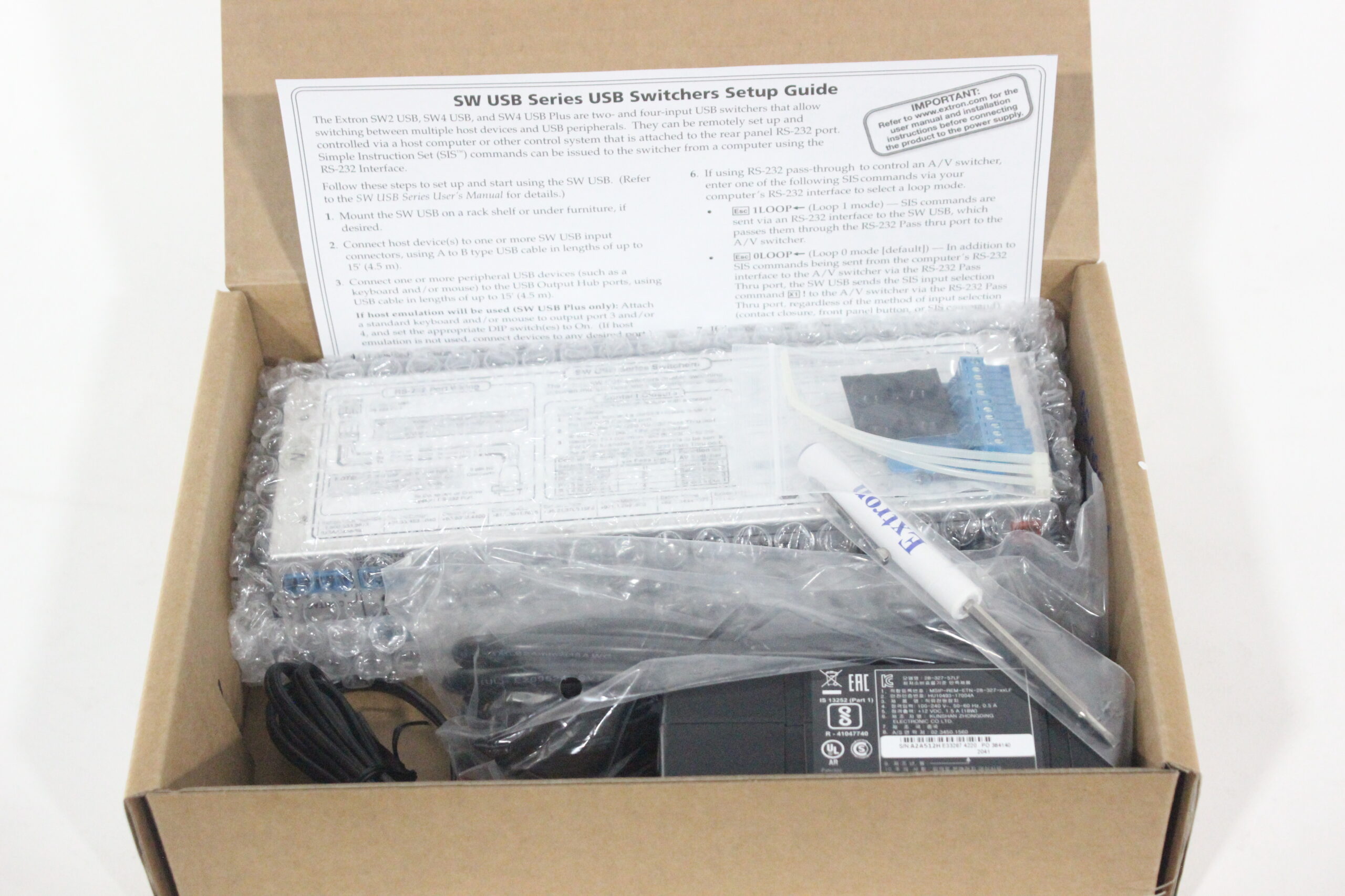 Extron SW4 4-Port USB Switcher in Original Box · AVGear