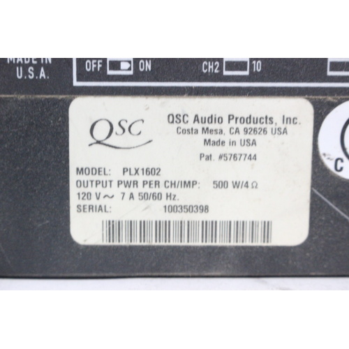 QSC PLX1602 Two-Channel 1600 Watt Power Amplifier - 4