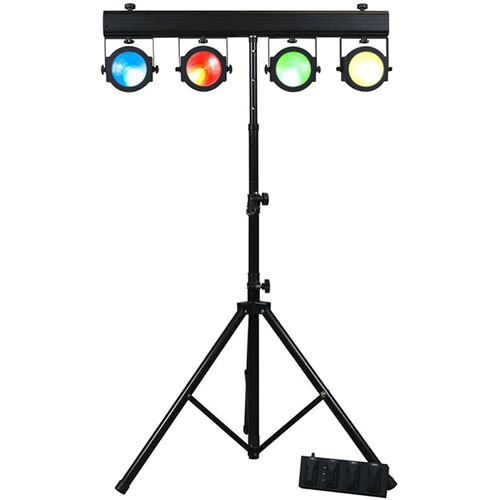 Eliminator Lighting Dotz TPar Sys Plus Portable Stage Lighting Wash System with Remote, Stand, and Cases