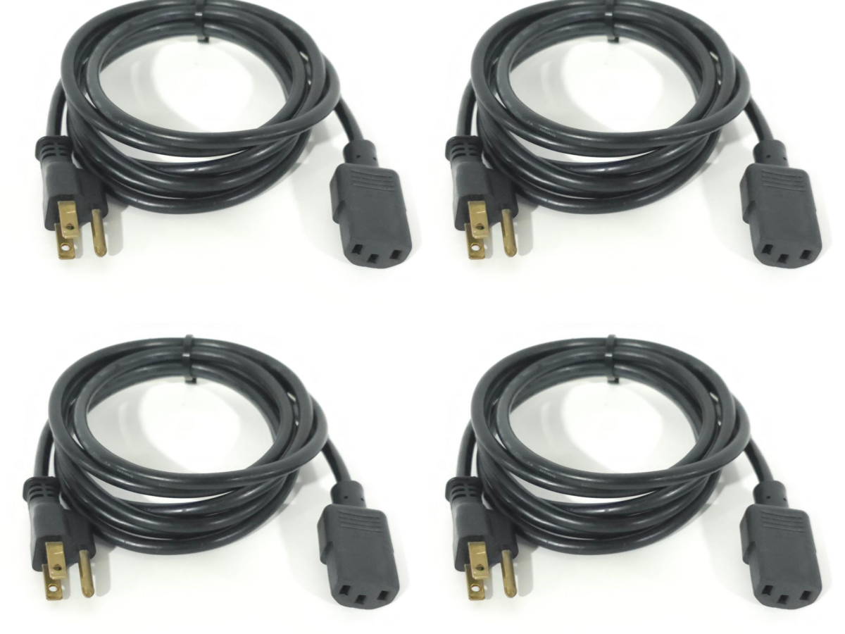 4-Pack) AC Power Cable 3-Prong for Computer, TV, Monitor, Power Supply  (~6') · AVGear