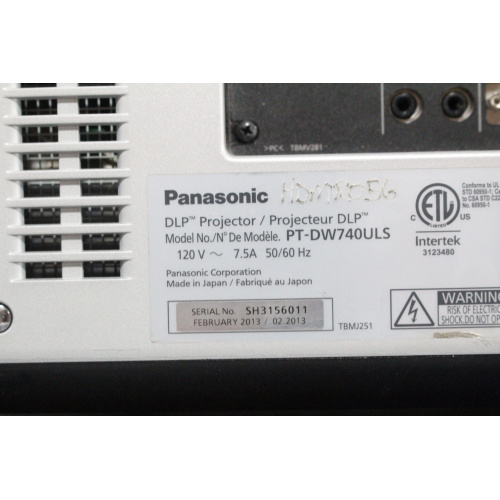 Panasonic PT-DW740ULS WXGA DLP Large Venue Projector 2929 op Hours in Hard Rolling Case - 6