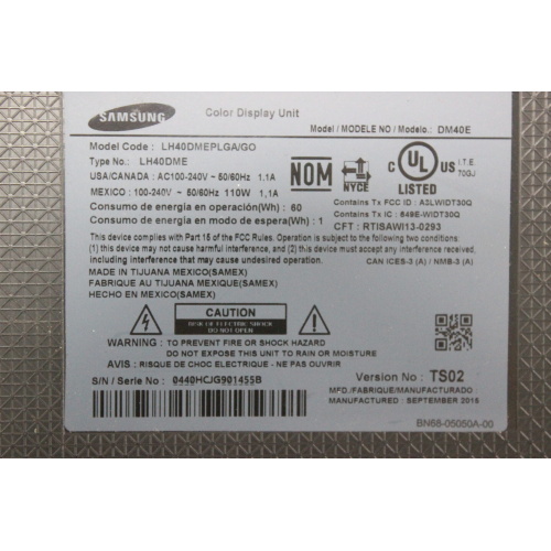 Samsung DM40E 40 Slim Direct-Lit LED Display Damaged TV Frame - 5